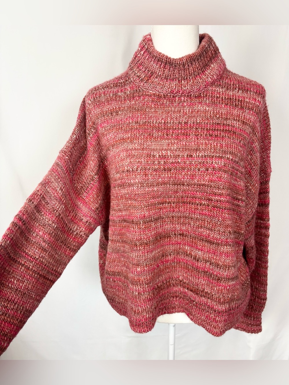J. Crew Pink Space Dye Wool Blend Mock Neck Sweater